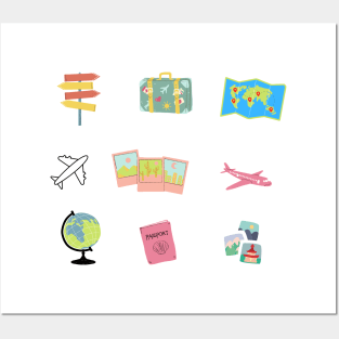 travel adventure sticker pack design Posters and Art